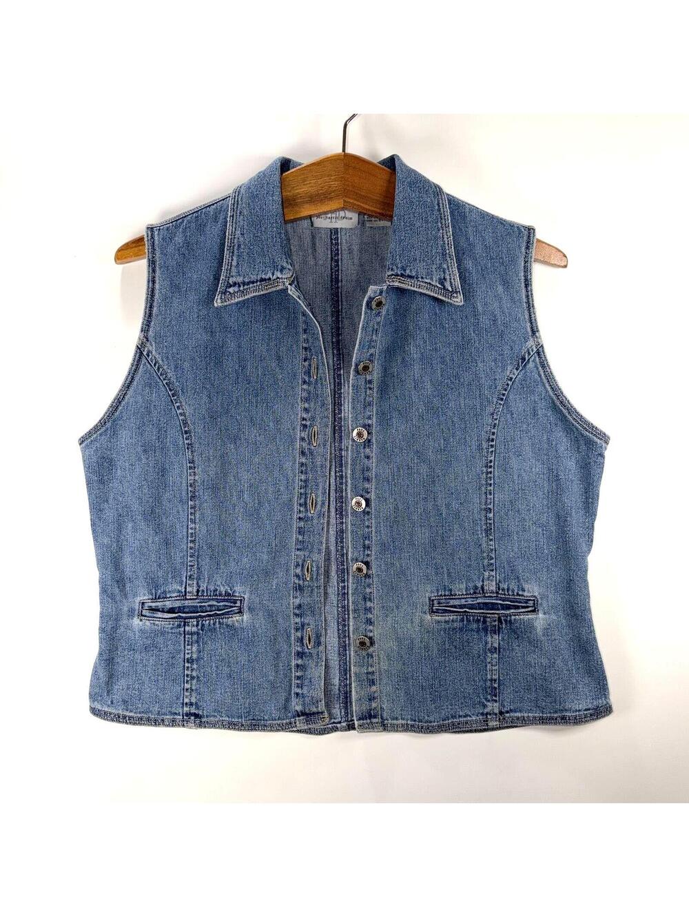 Y2K Paul Harris Denim 100% Cotton Vest - Medium - Picture 2 of 6